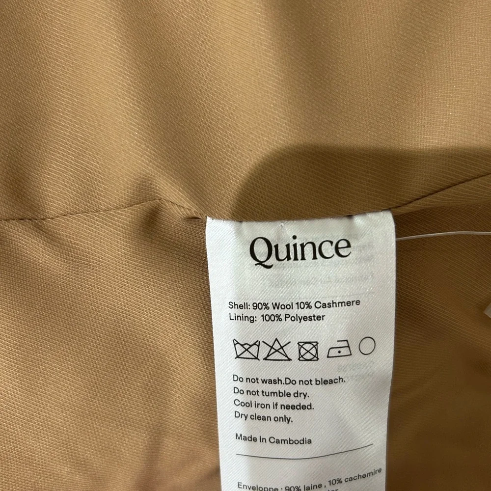 Quince Classic Wool Cashmere Single-Breasted Caramel Coat Women’s Size L NWT - Picture 11 of 13